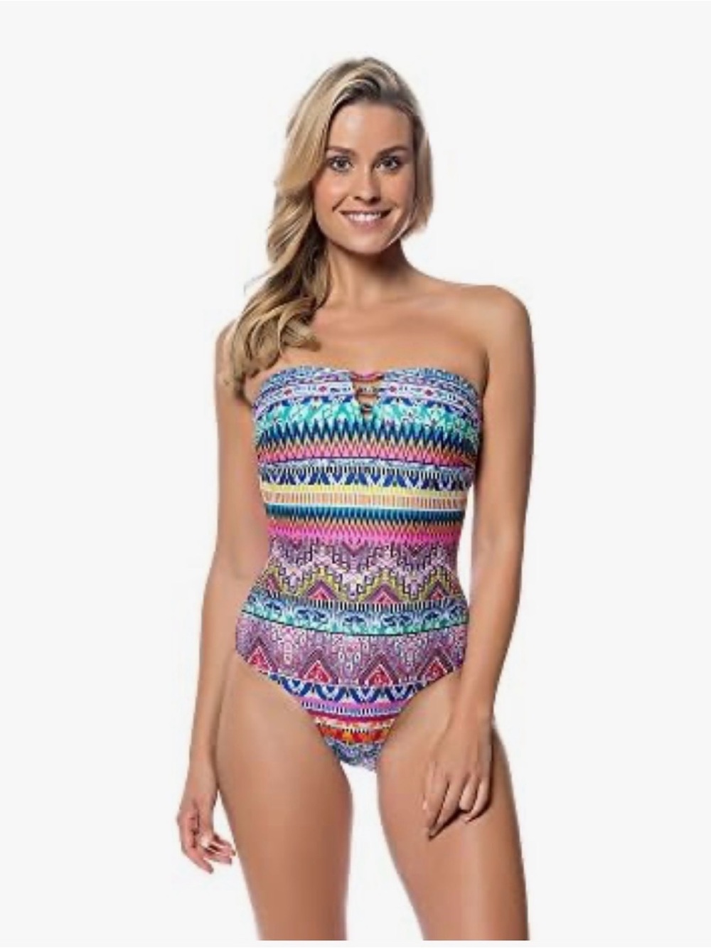 Jessica Simpson Bali Breeze-One-Piece Swimsuit/Lace up Back-Boho- Size L